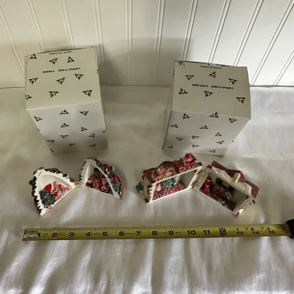Unbranded Hinged Christmas Figurine‎ Set Multicolor Excellent Hinged Resin Vntge